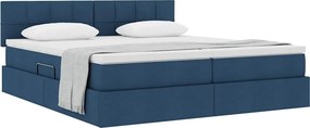vidaXL Κρεβάτι Αποθήκης με στρώμα Μπλε 200 x 200 cm Τεχνητό Δέρμα