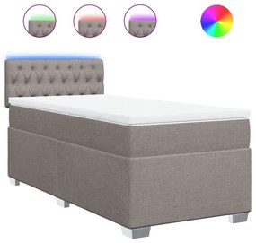 vidaXL Κρεβάτι Boxspring με Στρώμα Taupe 90x200 εκ. Υφασμάτινο