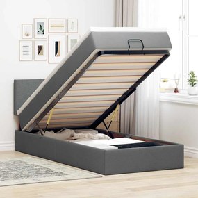 Οθωμανικό κρεβάτι με στρώμα σκούρο γκρι 90x190cm ύφασμα 3311339