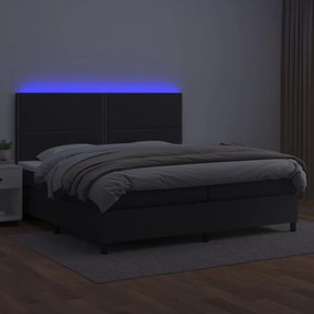 vidaXL Κρεβάτι Boxspring με Στρώμα & LED Μαύρο 200x200 εκ. Συνθ. Δέρμα