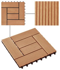 vidaXL Πλακάκια Deck 11 τεμ. Χρώμα Teak 30 x 30 εκ. 1 μ² από WPC