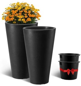 VEVOR Tall Planter Set of 2 Round Tapered Plant Pots 24 in for Outdoor Indoor