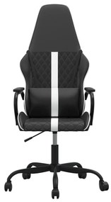 Καρέκλα Gaming Μαύρο/Λευκό από Συνθετικό Δέρμα - Μαύρο