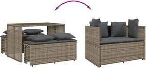 vidaXL Σετ Τραπεζαρίας Κήπου 3 τεμ. Γκρι Συνθ. Ρατάν με Μαξιλάρια