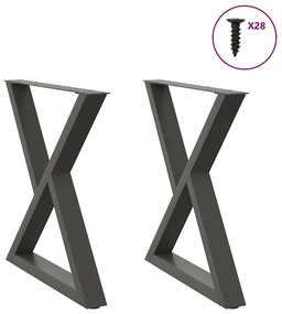 vidaXL Πόδια Τραπεζαρίας 2 τεμ. Ανθρακί 80x(72-73,3) εκ. Ατσάλι