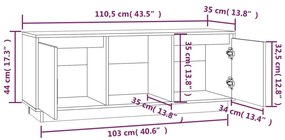 Έπιπλο Τηλεόρασης Λευκό 110,5x35x44 εκ. από Μασίφ Ξύλο Πεύκου - Λευκό