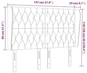 Κεφαλάρι με Πτερύγια Κρεμ 147x23x118/128 εκ. Υφασμάτινο 3118295
