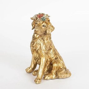 Διακοσμητικός Σκύλος 752-11588 14x12x20,5cm Gold Estheti Home Πολυρεσίνη