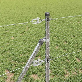vidaXL Έξιγωνο φράχτη σταθερού εδάφους 10 x 0,6 μ Ασημί Δίχτυ
