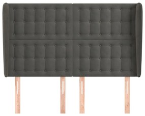 Κεφαλάρι με Πτερύγια Σκούρο Γκρι 147x23x118/128 εκ. Βελούδινο - Γκρι