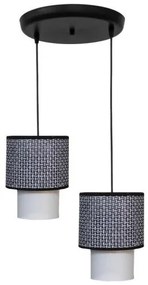 Κρεμαστό Φωτιστικό Οροφής 2xE27 Ύφασμα Φ34cm HK-10 Heronia Lighting-14-0269-Μαύρο 14-0269