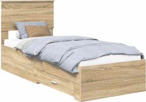 vidaXL Σκελετός Κρεβατιού Sonoma δρυς 75 x 190 cm Επεξεργασμένο Ξύλο