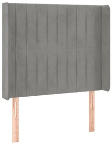 Κεφαλάρι με Πτερύγια Ανοιχτό Γκρι 93x16x118/128 εκ. Βελούδινο 3119854