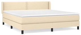 vidaXL Κρεβάτι Boxspring με Στρώμα Κρεμ 180x200 εκ. Υφασμάτινο