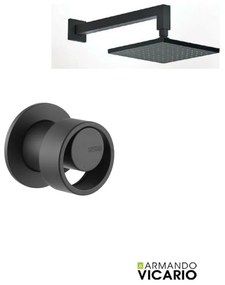 Armando Vicario Halo Black Matt Ανακλινόμενη Κεφαλή 30x30εκ+Μπράτσο τοίχου+Μίκτης εντοιχισμού 1 εξόδου