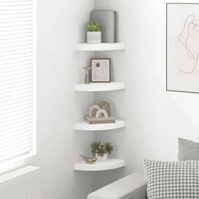 vidaXL Ράφια Τοίχου Γωνιακά 4 τεμ. Άσπρα 25x25x3,8 εκ. MDF