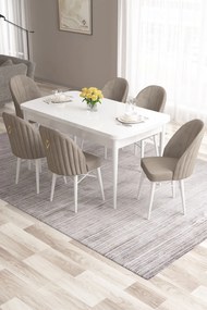 Extendable Dining Table &amp; Chairs Set (7 Pieces) Roz - White, Cappuccino White
Cappuccino