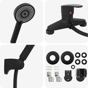 vidaXL Σετ Κεφαλής Ντους Μαύρο G 1 / 2 ίντσες