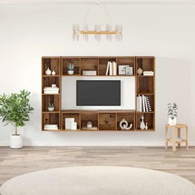 vidaXL Ντουλάπι TV 4 pcs Καφέ 37 x 37 x 142.5 εκ Επεξεργασμένο ξύλο