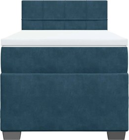 vidaXL Κρεβάτι Boxspring με Στρώμα Μπλε 100x200 εκ. Βελούδινο