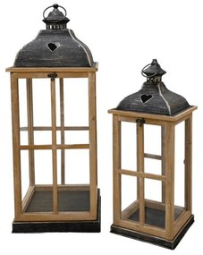 Φανάρια Δαπέδου (Σετ 2Τμχ) 831722 Brown-Black Ankor Metal,Wood
