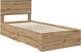 vidaXL Σκελετός Κρεβατιού Artisan Δρυς 90 x 200 cm Επεξεργασμένο Ξύλο