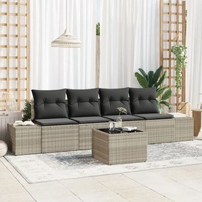 vidaXL Σετ Καναπέ 5 Τεμαχίων με Μαξιλάρια Ανοιχτό Γκρι Πολυρατάν