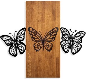 Διακοσμητικό Τοίχου Butterflies 891TNL2347 74x58cm Walnut-Black Wallity Μέταλλο,Ξύλο