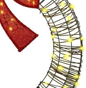 vidaXL Στεφάνι με 80 LED Θερμό λευκό 91 x 91 x 9 εκ Ρατάν