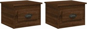 vidaXL Κομοδίνα Επιτοίχια 2 τεμ. Καφέ Δρυς 41,5x36x28 εκ.