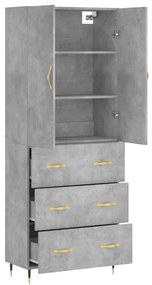 vidaXL Ντουλάπι Γκρι Σκυροδέματος 69,5x34x180 εκ. Επεξεργασμένο Ξύλο