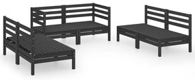 vidaXL Σαλόνι Κήπου Σετ 6 Τεμαχίων Μαύρο από Μασίφ Ξύλο Πεύκου