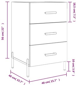 Κομοδίνο Γκρι Σκυροδέματος 40x40x66 εκ. από Επεξεργασμένο Ξύλο - Γκρι