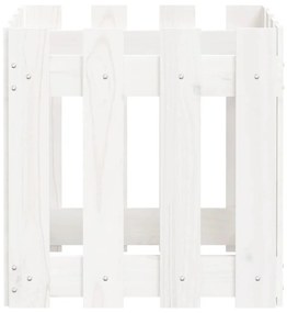 Ζαρντινιέρα με Σχέδιο Φράχτη Λευκή 40 x 40 x 40 εκ. Μασίφ Πεύκο - Λευκό