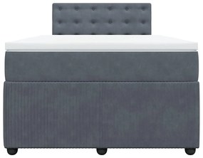 vidaXL Κρεβάτι Boxspring με Στρώμα Σκούρο Γκρι 120x200 εκ. Βελούδινο