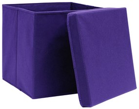 vidaXL Κουτιά Αποθήκευσης με Καπάκια 10 τεμ Μοβ 32x32x32εκ Υφασμάτινα