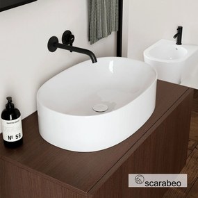 Scarabeo Skinny Επικαθήμενος Νιπτήρας Πορσελάνης 60x40εκ White