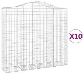 vidaXL Συρματοκιβώτια Τοξωτά 10 τεμ. 200x50x180/200 εκ. Γαλβαν. Ατσάλι