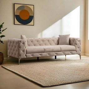 Καναπές Chesterfield 3θέσιος Como 237x90x70εκ - Ecru