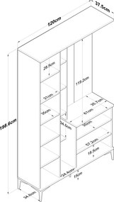 Έπιπλο Εισόδου Καρυδιά / Λευκό EA109 120x37,5x198,6