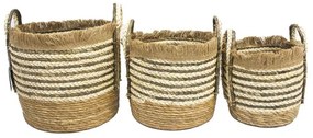 Deco basket Broza Inart set 3 pieces natural straw 32x29x26 εκ.