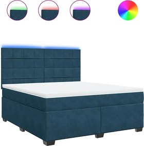 vidaXL Κρεβάτι Boxspring με Στρώμα Μπλε 180x200 εκ. Βελούδινο