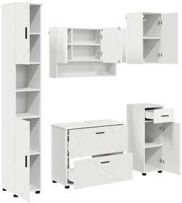 vidaXL Σετ Επίπλων Μπάνιου με συρτάρι 5 pcs Λευκό 30 x 35 x 192 εκ.