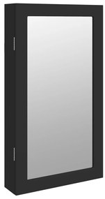 vidaXL Έπιπλο Κοσμημάτων με Καθρέφτη/LED Φώτα Επιτοίχιο Μαύρο