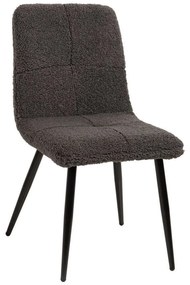 Καρέκλα Shelly HM8590.01 48x64x87cm Με Μαύρα Μεταλλικά Πόδια &amp; Ύφασμα Teddy Grey Μέταλλο,Ύφασμα