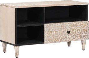vidaXL Ντουλάπι TV Λευκό 80 x 33,5 x 46 εκ. Στερεό ξύλο μάνγκο