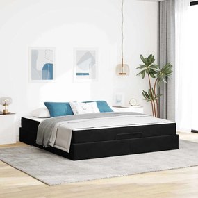 vidaXL Σκελετός κρεβατιού με στρώμα 2 pcs Μαύρο Βελούδο