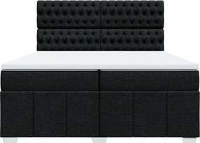 vidaXL Κρεβάτι Boxspring με Στρώμα Μαύρο 200x200 εκ. Υφασμάτινο