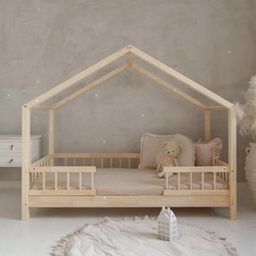 Κρεβάτι Παιδικό Montessori HouseBed Bello Duo με Αφαιρούμενα Κάγκελα 23cm σε Φυσικό  Ξύλο  100×200cm  Luletto (Δώρο 10% έκπτωση στο Στρώμα)