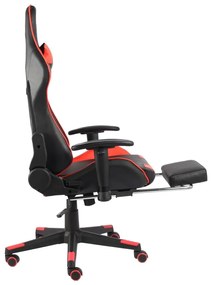 Καρέκλα Gaming Περιστρεφόμενη με Υποπόδιο Κόκκινη PVC - Κόκκινο